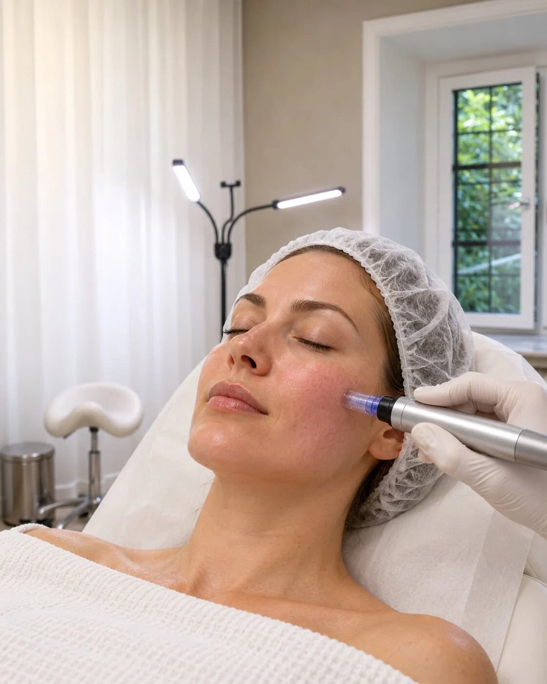 Microneedling med dermapen vid kindbenet